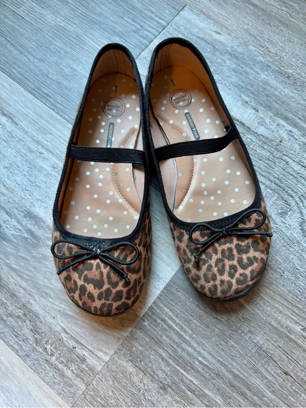 wonder nation Leopard Print Mary Jane Flats Brown Black